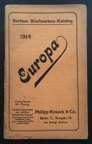 ГЕРМАНИЯ 1914. Philipp Kosack & Co. Berliner Briefmarken-Katalog «Europa». Каталог марок. 3003/b003