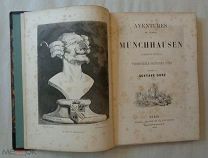 Антикварная книга, «Aventures Baron de MUNCHHAUSEN» 1866 год, множество ксилографий Gustav DORE