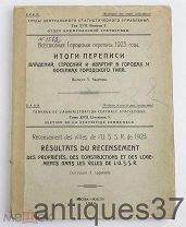 Книга Итоги переписи владений, строений и квартир в городах и поселках городского типа / 1926 год