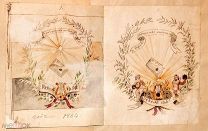Оригинальные акварели. Эскизы знака «Русского общества любителей пения». 1864-1865.!