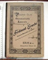 [Каталог-прейскурант] [На нем. яз. Физические, химические приборы] Berlin, 1887.