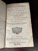 Апофтегмы или мудрые изречения древних. Париж, 1694. Экслибрис графа Родена