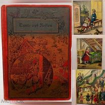 Антикварная книга с красочными иллюстрациями