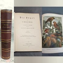 YD Старинная книга в красивом переплете Птицы Издание Брема Brehms 1893 г иллюстрации 19 век
