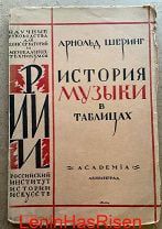 Шеринг А. История музыки в таблицах. Л. Academia, 1924 г. Обложка В. Дмитриев. РЕДКОСТЬ